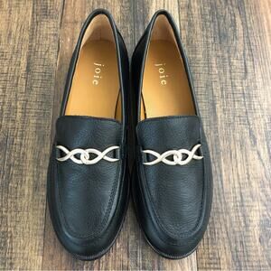 Joie Moc Toe Loafer Gold Bit Detail Nappa Leather Academia "Laila" Size 5 Black